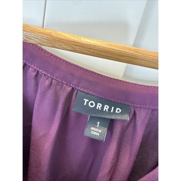 Torrid Georgette Embellished Tank in Winter Bloom Plum Size 1 - Picture 5 of 14